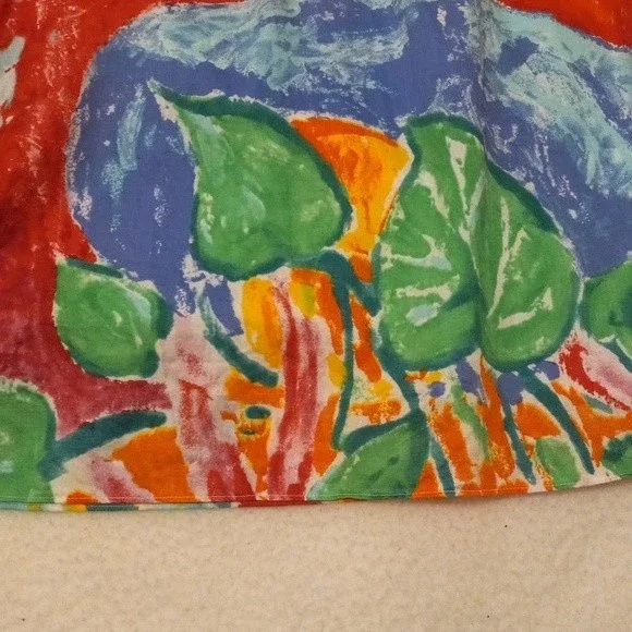 Lauren Ralph Lauren Skirt 22W Watercolor Floral Leaf Print Vibrant Art to Wear - Picture 12 of 12